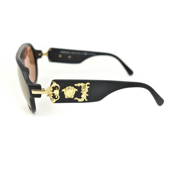 VERSACE: Matte Black, "Medusa" Logo Mirrored, Polarized Sunglasses (po) - Picture 3 of 11